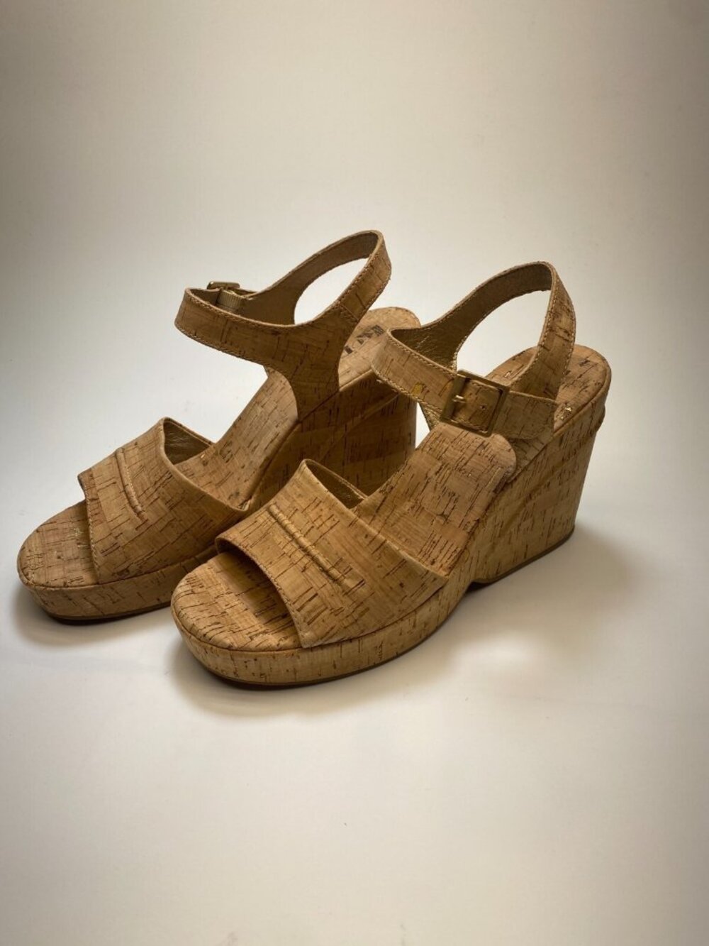 Korks Womens Bardot II Wedge Comfort Natural Cork Sandal Sz 8